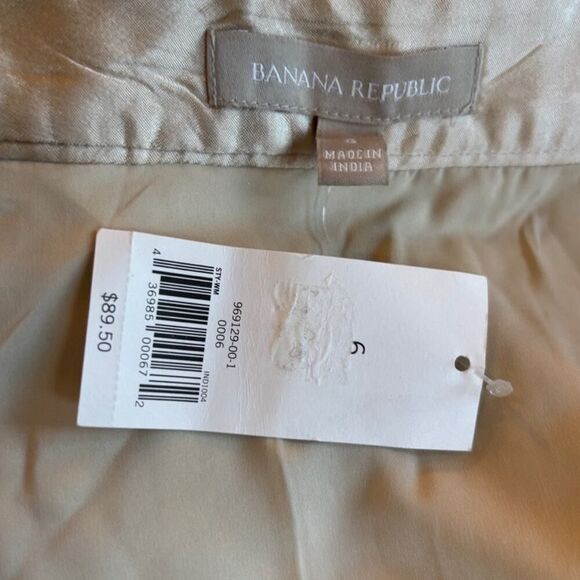 NWT Banana Republic Skirt Straight Ivory w/Silver Metallic Lined Cotton Blend 6 - Picture 6 of 6